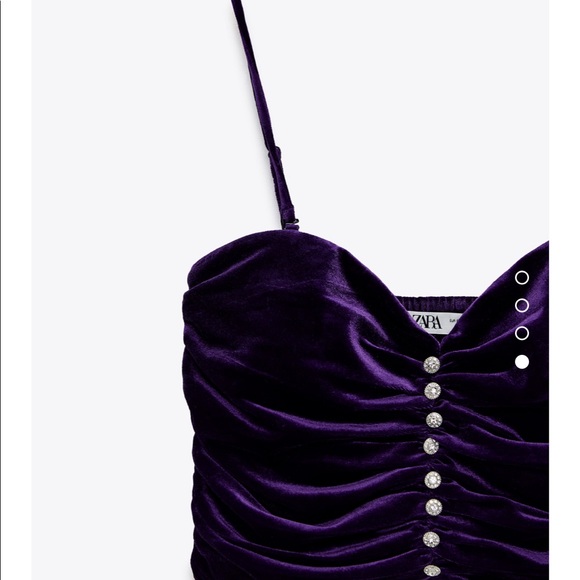 Zara 2 Piece Purple velvet jewel crop top and skirt set Size Large - Picture 5 of 9